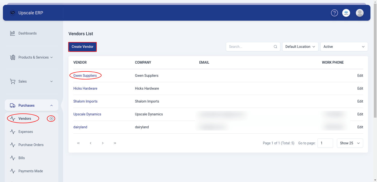 Create Vendor