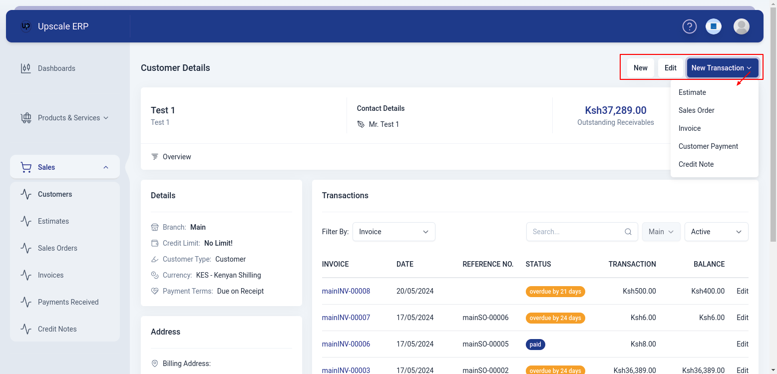 Customer View Page